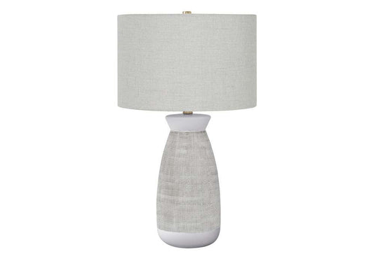 Monarch Specialties - Lighting, 27inH, Table Lamp, Grey Ceramic, Grey Shade, Contemporary - I 9725 veiw 1