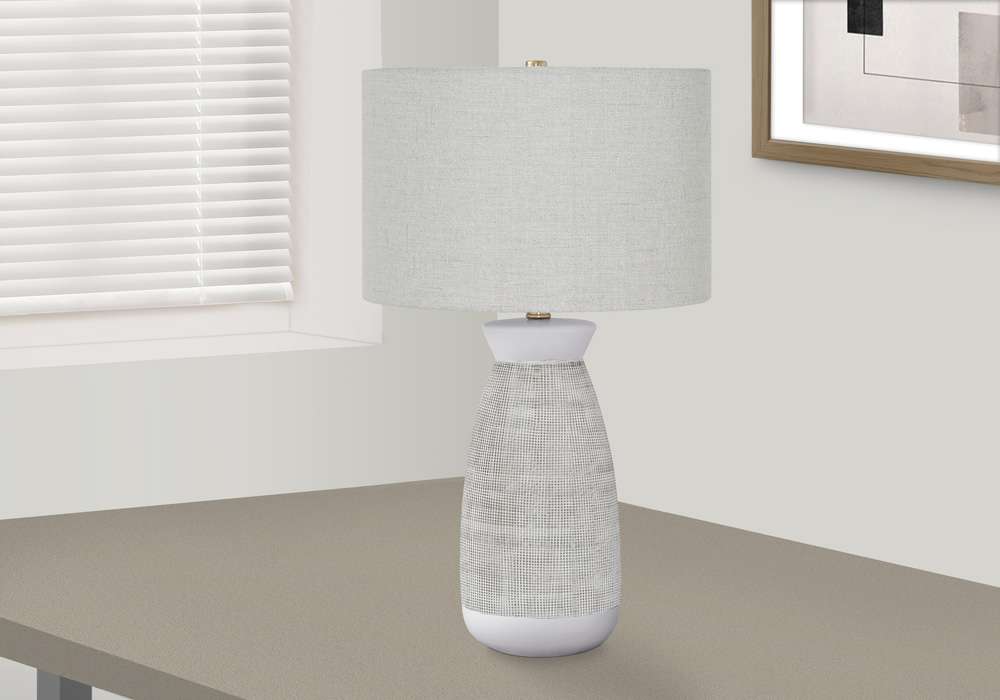 Monarch Specialties - Lighting, 27inH, Table Lamp, Grey Ceramic, Grey Shade, Contemporary - I 9725 veiw 5