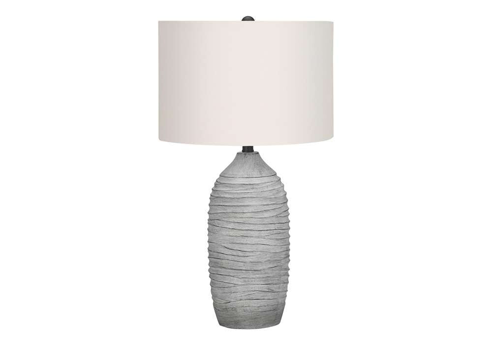 Monarch Specialties - Lighting, 27inH, Table Lamp, Grey Resin, Ivory / Cream Shade, Modern - I 9723 veiw 1