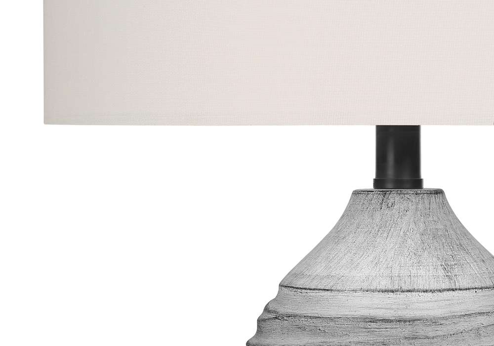Monarch Specialties - Lighting, 27inH, Table Lamp, Grey Resin, Ivory / Cream Shade, Modern - I 9723 veiw 3