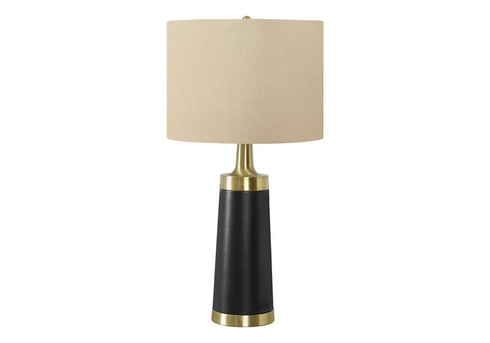 Monarch Specialties - Lighting, 28inH, Table Lamp, Black Metal, Beige Shade, Contemporary - I 9623 veiw 1