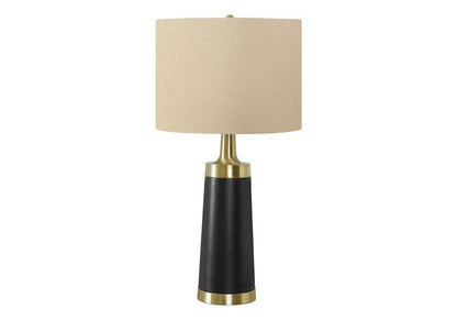 Monarch Specialties - Lighting, 28inH, Table Lamp, Black Metal, Beige Shade, Contemporary - I 9623 veiw 1