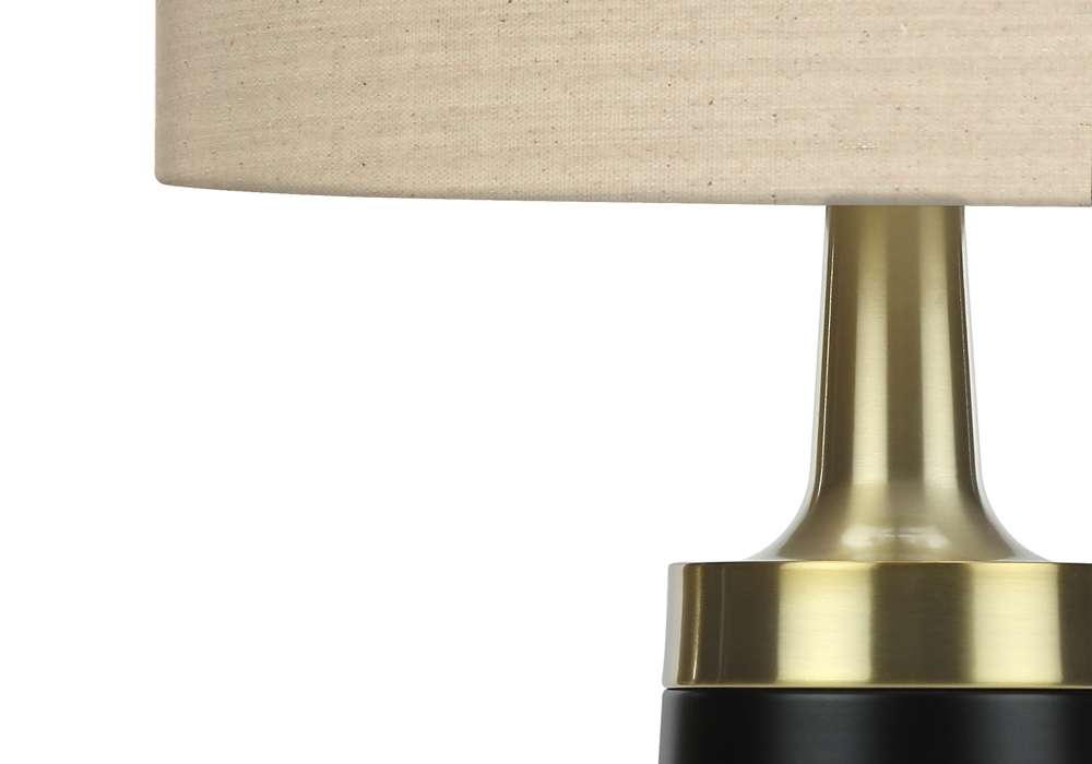 Monarch Specialties - Lighting, 28inH, Table Lamp, Black Metal, Beige Shade, Contemporary - I 9623 veiw 2