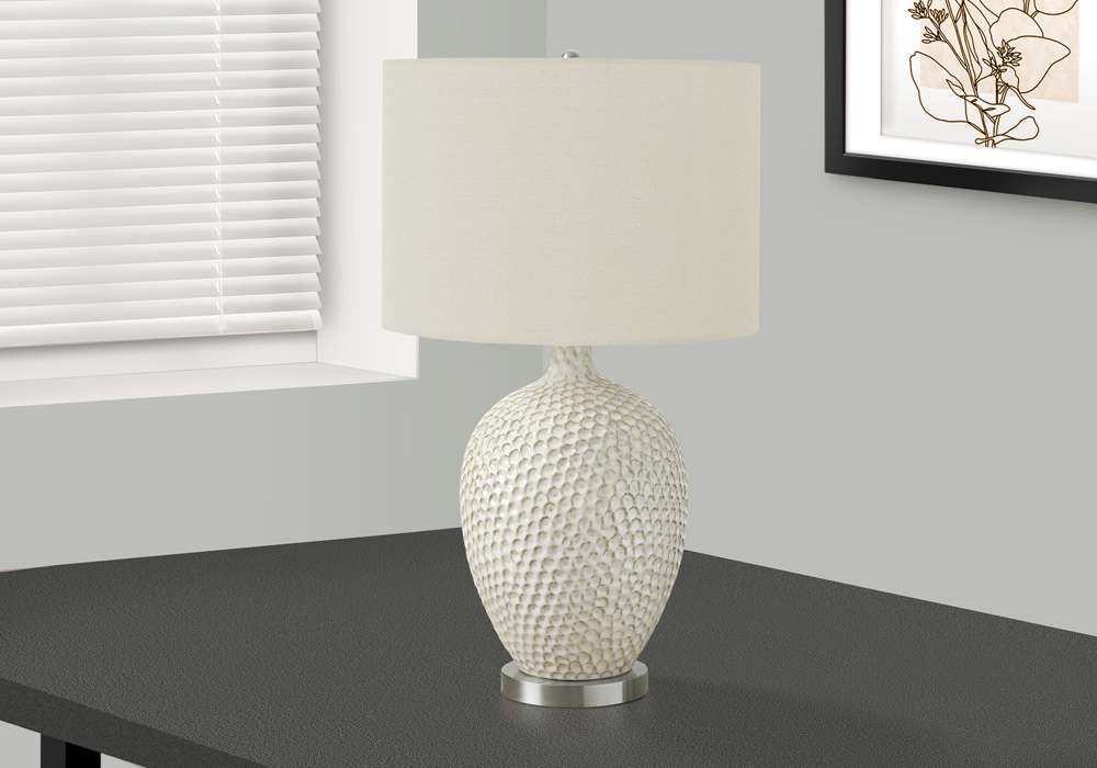 Monarch Specialties - Lighting, 28inH, Table Lamp, Cream Ceramic, Ivory / Cream Shade, Contemporary - I 9607 veiw 5
