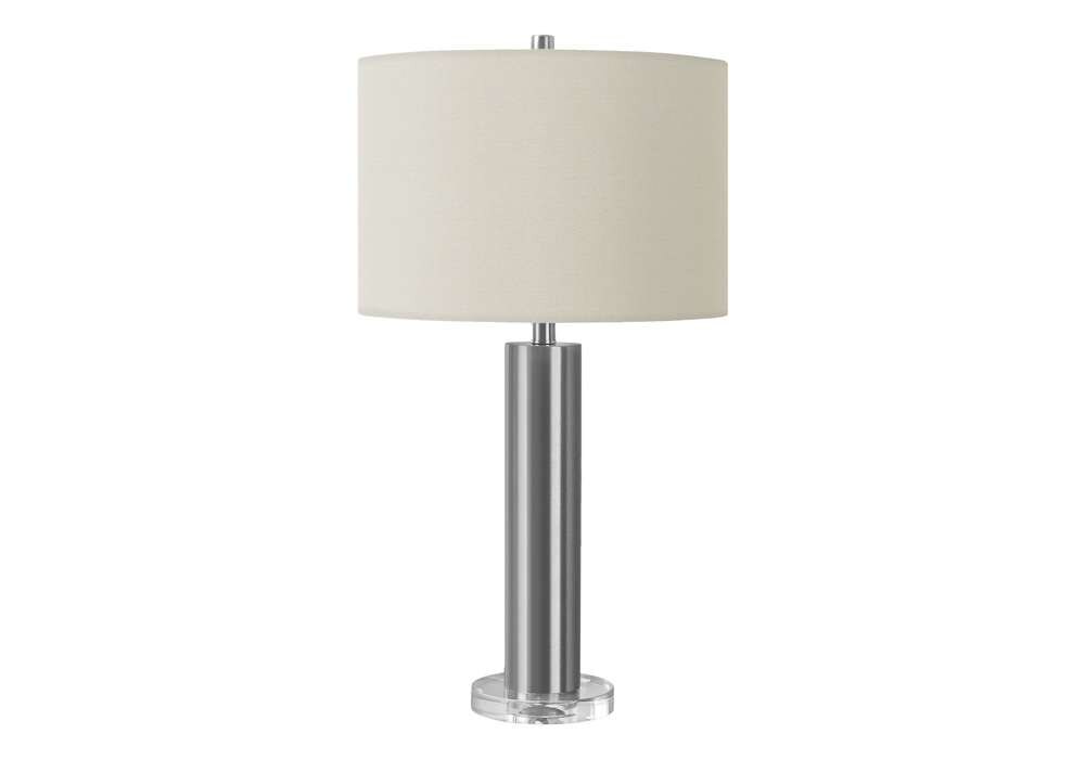 Monarch Specialties - Lighting, 28inH, Table Lamp, Nickel Metal, Ivory / Cream Shade, Contemporary - I 9657 veiw 1