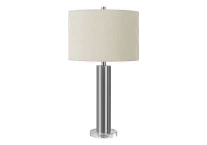Monarch Specialties - Lighting, 28inH, Table Lamp, Nickel Metal, Ivory / Cream Shade, Contemporary - I 9657 veiw 1