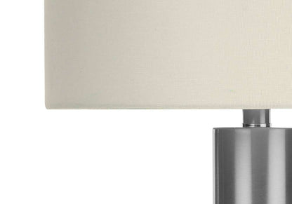 Monarch Specialties - Lighting, 28inH, Table Lamp, Nickel Metal, Ivory / Cream Shade, Contemporary - I 9657 veiw 2