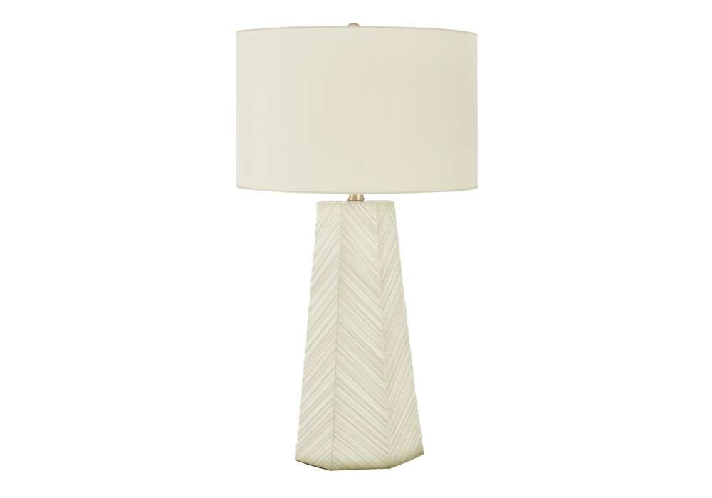 Monarch Specialties - Lighting, 29inH, Table Lamp, White Ceramic, Ivory / Cream Shade, Contemporary - I 9614 veiw 1