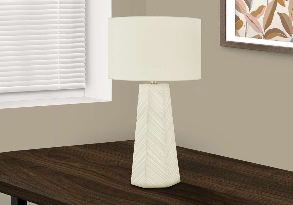 Monarch Specialties - Lighting, 29inH, Table Lamp, White Ceramic, Ivory / Cream Shade, Contemporary - I 9614 veiw 5