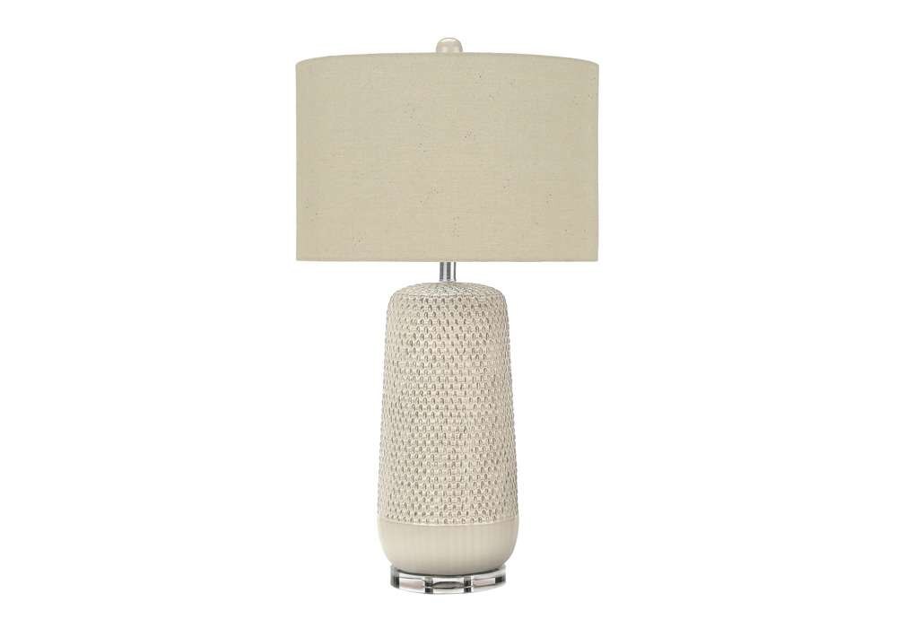 Monarch Specialties - Lighting, 31inH, Table Lamp, Cream Ceramic, Beige Shade, Contemporary - I 9605 veiw 1