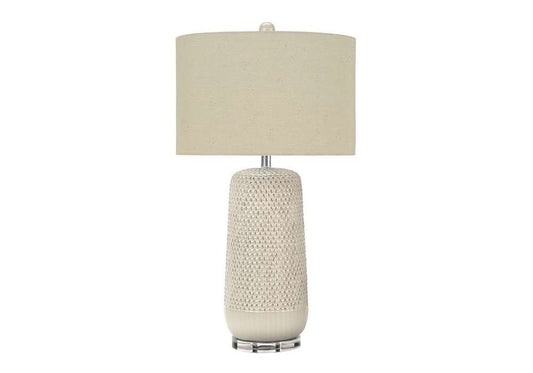 Monarch Specialties - Lighting, 31inH, Table Lamp, Cream Ceramic, Beige Shade, Contemporary - I 9605 veiw 1