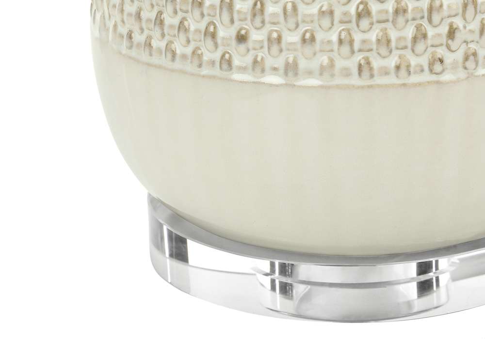 Monarch Specialties - Lighting, 31inH, Table Lamp, Cream Ceramic, Beige Shade, Contemporary - I 9605 veiw 3