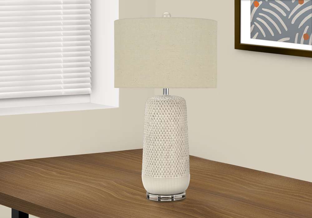 Monarch Specialties - Lighting, 31inH, Table Lamp, Cream Ceramic, Beige Shade, Contemporary - I 9605 veiw 5