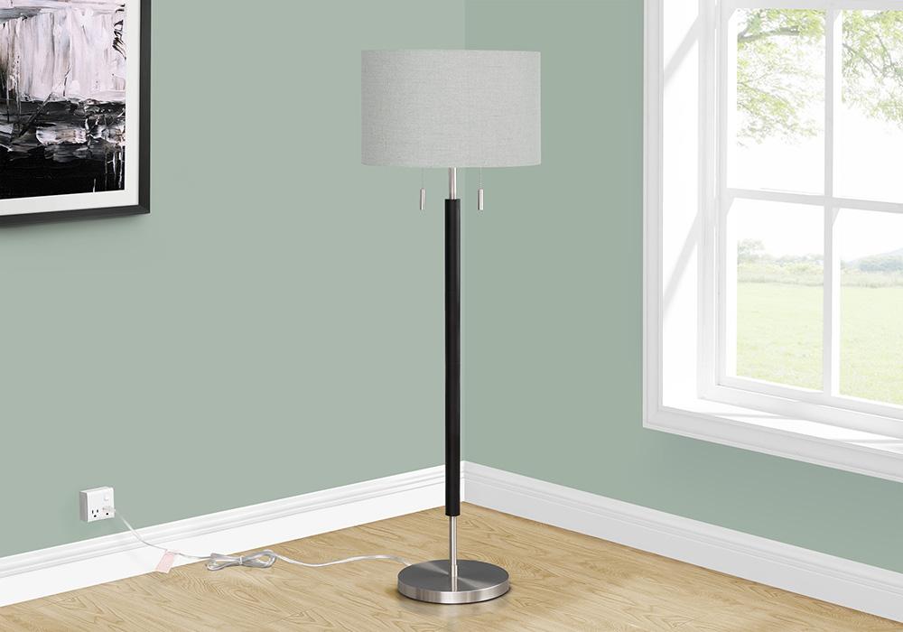 Monarch Specialties - Lighting, 60inH, Nickel Metal, Grey Shade, Contemporary - I 9748 veiw 2
