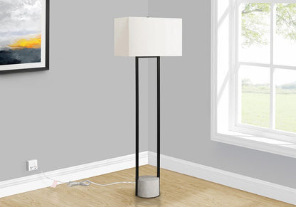 Monarch Specialties - Lighting, 62inH, Floor Lamp, Black Metal, Ivory / Cream Shade, Contemporary - I 9752 veiw 2