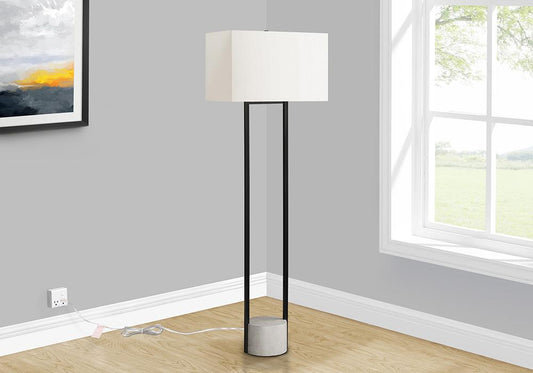 Monarch Specialties - Lighting, 62inH, Floor Lamp, Black Metal, Ivory / Cream Shade, Contemporary - I 9752 veiw 2