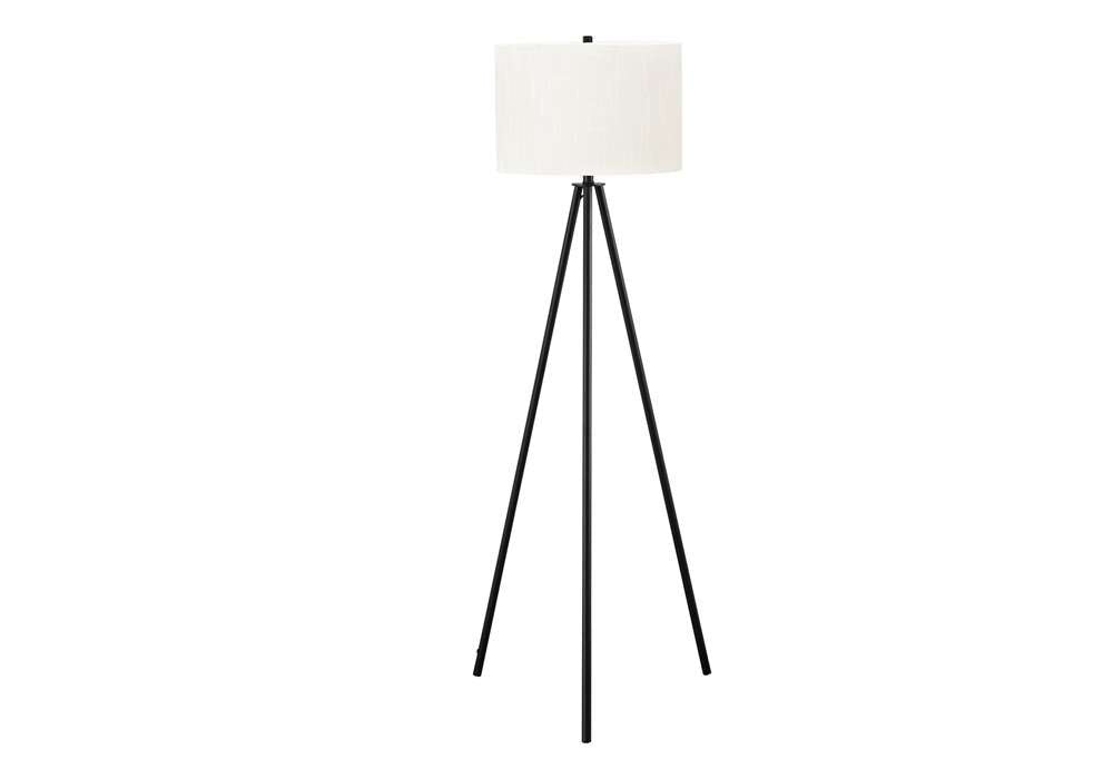 Monarch Specialties - Lighting, 63inH, Floor Lamp, Black Metal, Ivory / Cream Shade, Contemporary - I 9735 veiw 1