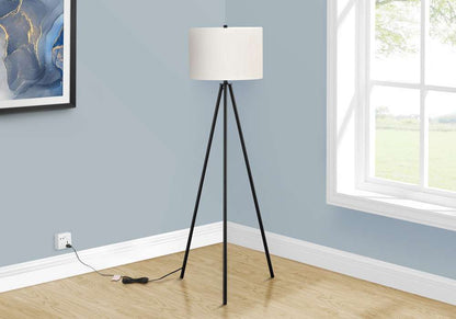 Monarch Specialties - Lighting, 63inH, Floor Lamp, Black Metal, Ivory / Cream Shade, Contemporary - I 9735 veiw 5