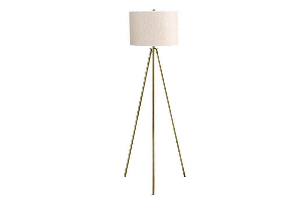 Monarch Specialties - Lighting, 63inH, Floor Lamp, Brass Metal, Ivory / Cream Shade, Contemporary - I 9736 veiw 1