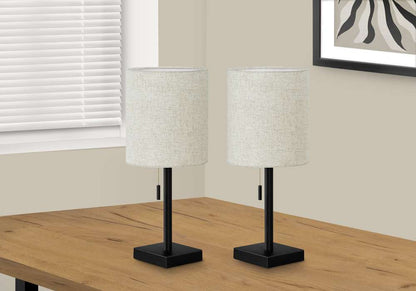 Monarch Specialties - Lighting, Set Of 2, 17inH, Table Lamp, Usb Port Included, Black Metal, Beige Shade, Contemporary - I 9650 veiw 5