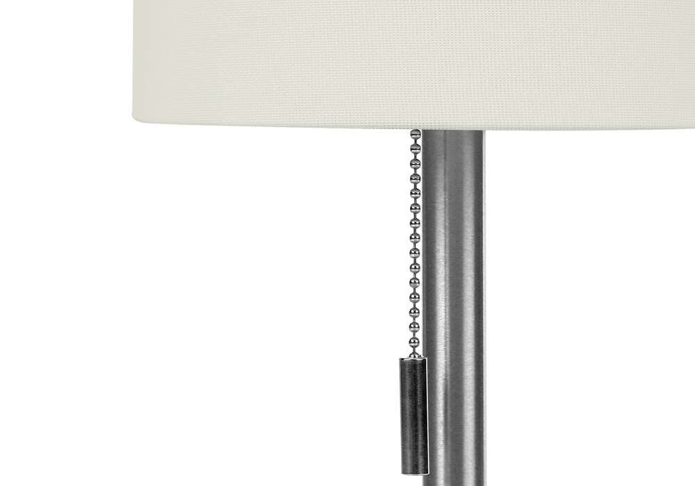 Monarch Specialties - Lighting, Set Of 2, 17inH, Table Lamp, Usb Port Included, Nickel Metal, Ivory / Cream Shade, Contemporary - I 9649 veiw 2