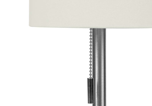 Monarch Specialties - Lighting, Set Of 2, 17inH, Table Lamp, Usb Port Included, Nickel Metal, Ivory / Cream Shade, Contemporary - I 9649 veiw 2