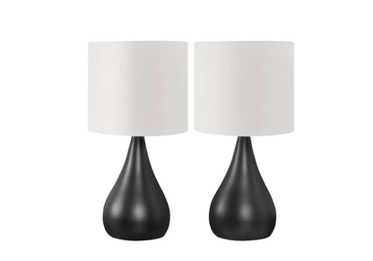 Monarch Specialties - Lighting, Set Of 2, 18inH, Table Lamp, Black Metal, Ivory / Cream Shade, Contemporary - I 9639 veiw 1