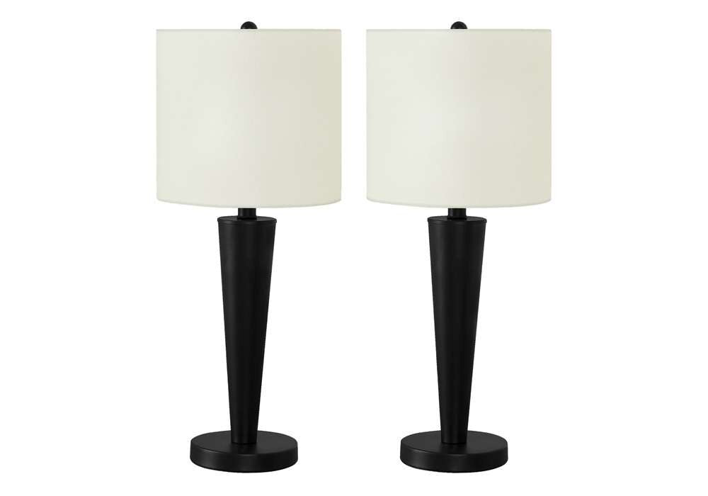 Monarch Specialties - Lighting, Set Of 2, 24inH, Table Lamp, Usb Port Included, Black Metal, Ivory / Cream Shade, Contemporary - I 9643 veiw 1