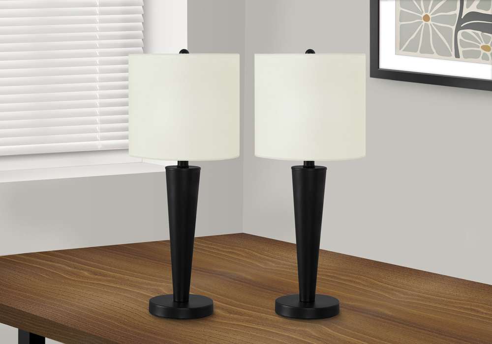 Monarch Specialties - Lighting, Set Of 2, 24inH, Table Lamp, Usb Port Included, Black Metal, Ivory / Cream Shade, Contemporary - I 9643 veiw 5