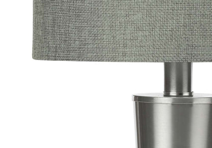 Monarch Specialties - Lighting, Set Of 2, 24inH, Table Lamp, Usb Port Included, Nickel Metal, Grey Shade, Contemporary - I 9642 veiw 2