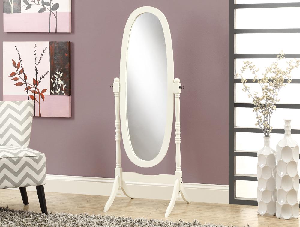 Monarch Specialties - Mirror, Full Length, Standing, Floor, 60in Oval, Dressing, Bedroom, Wood, White, Traditional - I-3102 veiw 1