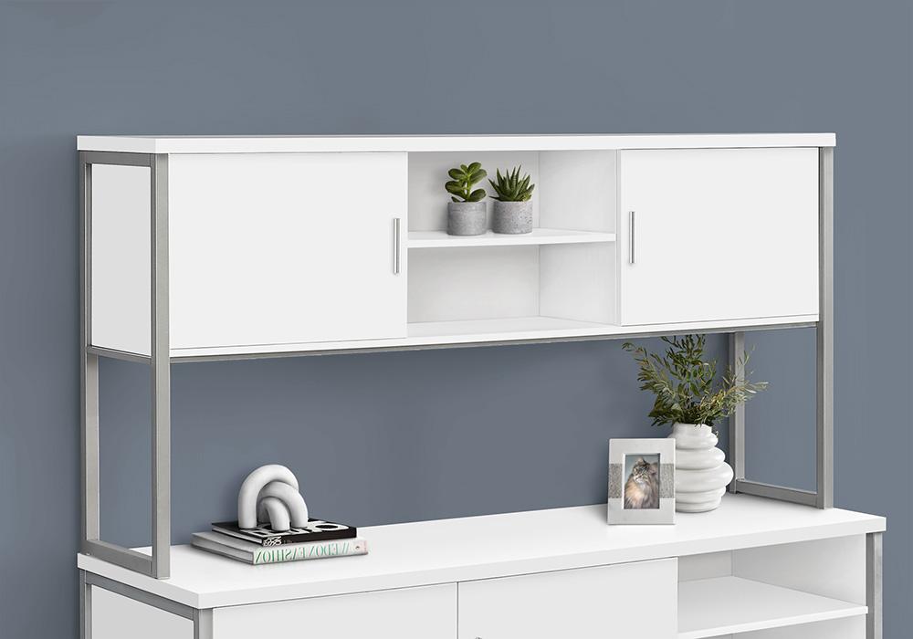 Monarch Specialties - Office Hutch, 72inL, Work White Laminate, Silver Metal, Contemporary, Modern - I 7728 veiw 3
