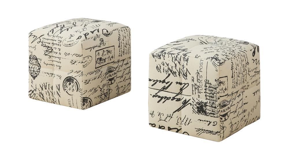 Monarch Specialties - Ottoman, Pouf, Footrest, Foot Stool, (Set of 2) Juvenile, Fabric, Beige, Transitional - I-8162 veiw 1