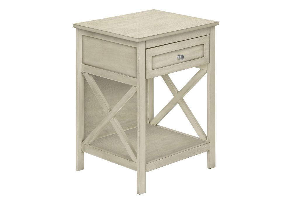 Monarch Specialties - End, Side Table, Antique White Veneer, Transitional - I 3984 veiw 1