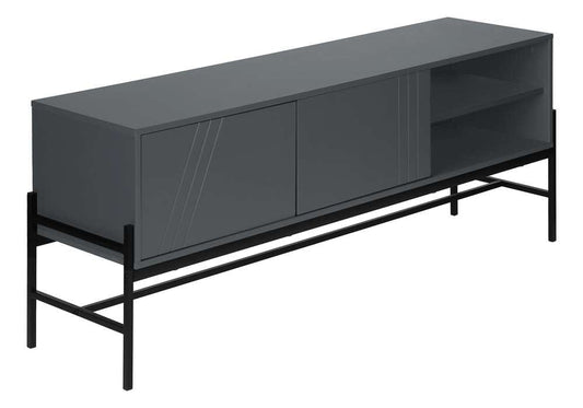 Monarch Specialties - Tv Stand, 60 Inch, Console, Media Entertainment Center, Storage Cabinet, Living Room, Bedroom, Grey Laminate, Black Metal, Contemporary, Modern - I 2739 view 1
