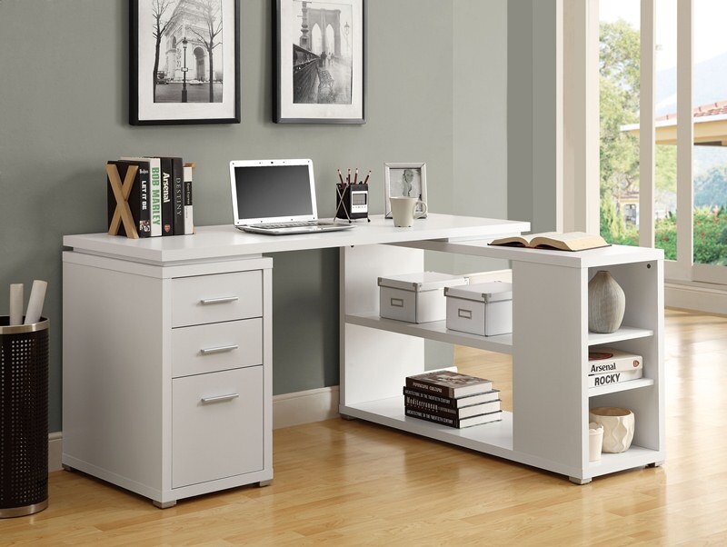 Monarch Specialties - Computer Desk, Home Office, Corner, Left, Right Set-Up, Storage Drawers, L Shape, Work, Laptop, Laminate, White, Contemporary, Modern - I-7023 veiw 1