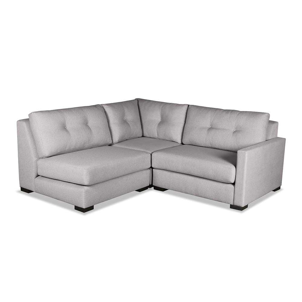 Nativa Interiors - Chester Buttoned Modular L-Shaped Sectional Mini Right Arm Facing 90in Grey - SEC-CHST-BTN-DP-AR4-3PC-GREY veiw 1