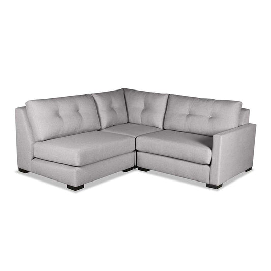 Nativa Interiors - Chester Buttoned Modular L-Shaped Sectional Mini Right Arm Facing 90in Grey - SEC-CHST-BTN-DP-AR4-3PC-GREY veiw 1