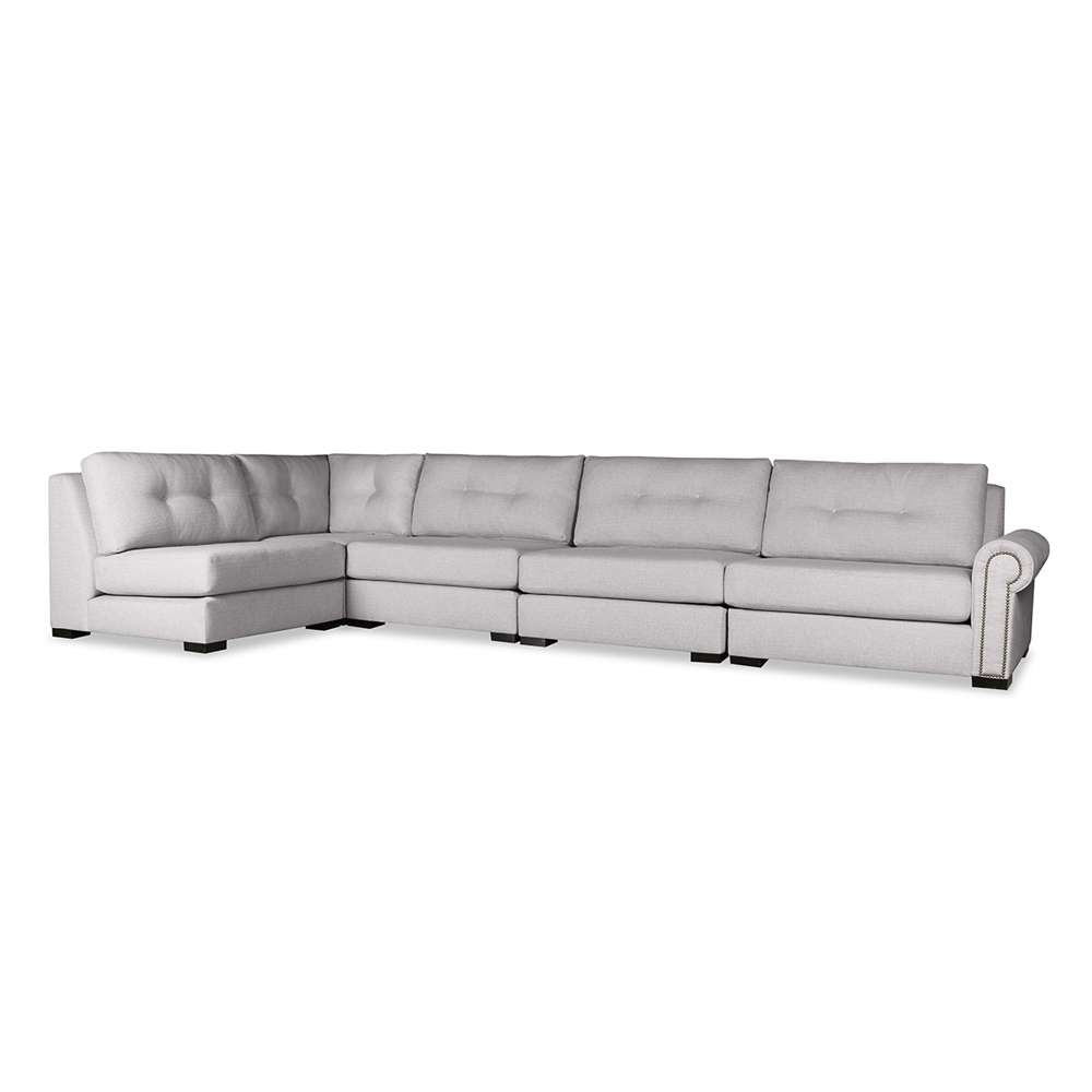 Nativa Interiors - Sylviane Buttoned Modular L-Shaped Sectional Right Arm Facing 76inD Grey - SEC-SYLV-BTN-CL-UL3-5PC-PF-GREY veiw 1