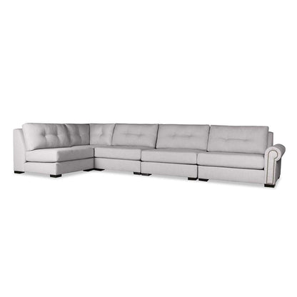 Nativa Interiors - Sylviane Buttoned Modular L-Shaped Sectional Right Arm Facing 76inD Grey - SEC-SYLV-BTN-CL-UL3-5PC-PF-GREY veiw 1