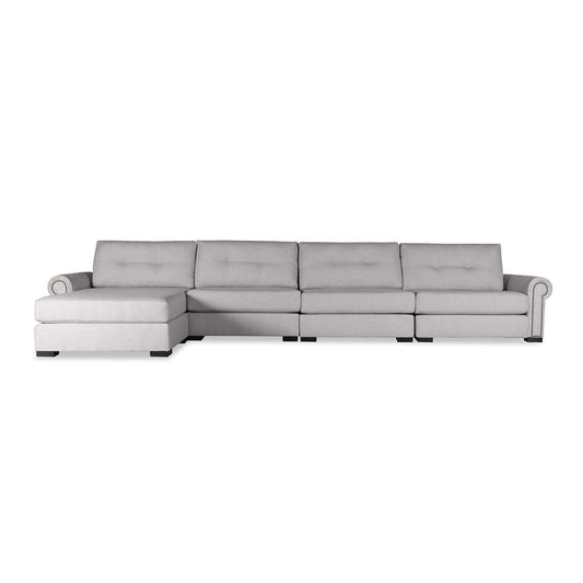 Nativa Interiors - Sylviane Buttoned Modular L-Shaped Sectional Right Arm Facing 76inD Grey - SEC-SYLV-BTN-CL-UL3-5PC-PF-GREY veiw 2