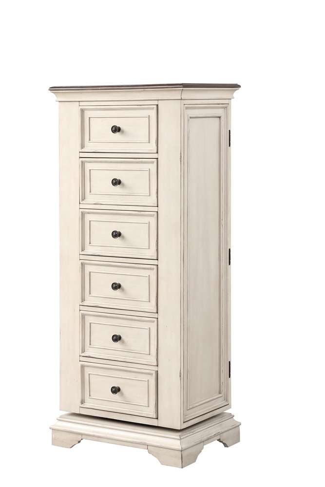 New Classic Furniture - Anastasia Wood 7 Drawer Swivel Lingerie Chest, Antique White - B1731-079 veiw 1