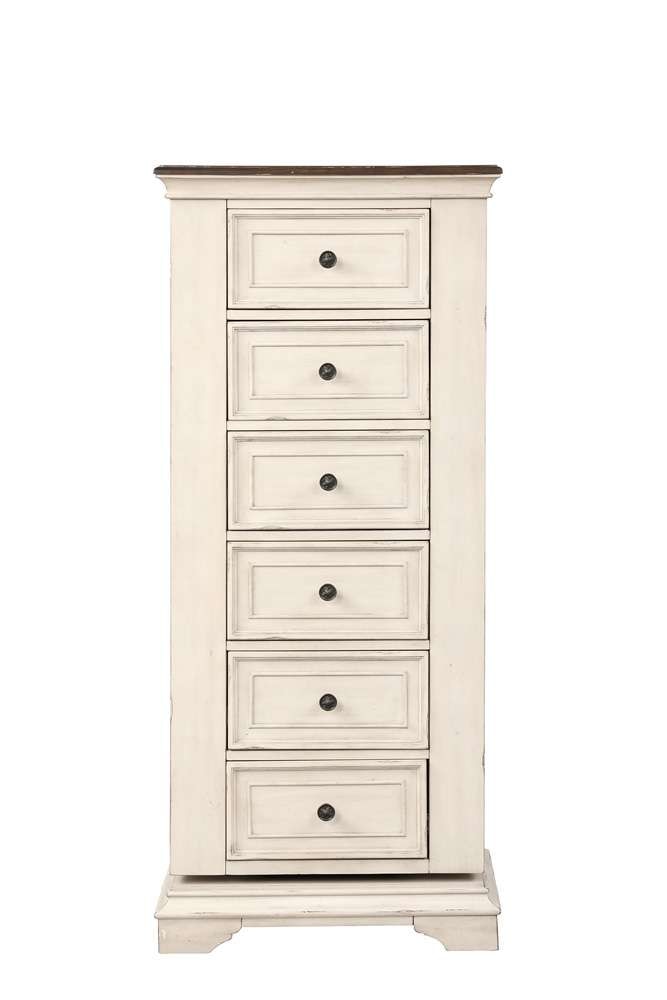 New Classic Furniture - Anastasia Wood 7 Drawer Swivel Lingerie Chest, Antique White - B1731-079 veiw 3