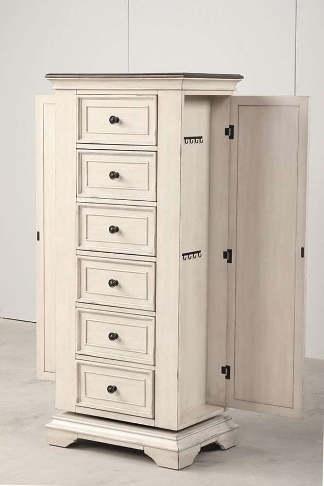 New Classic Furniture - Anastasia Wood 7 Drawer Swivel Lingerie Chest, Antique White - B1731-079 veiw 4