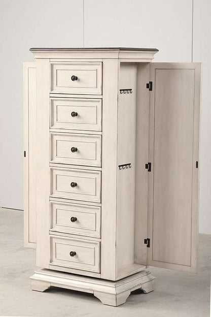 New Classic Furniture - Anastasia Wood 7 Drawer Swivel Lingerie Chest, Antique White - B1731-079 veiw 4