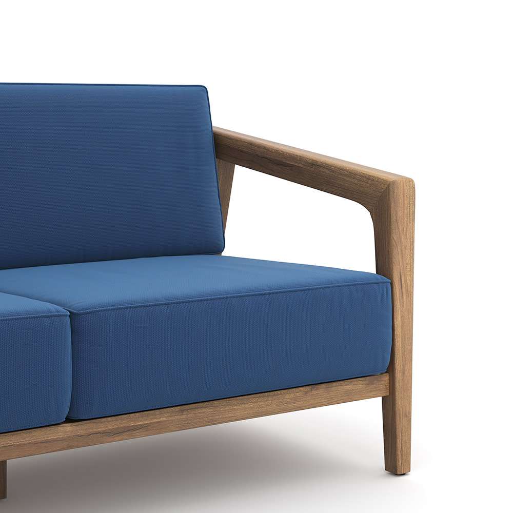 New Classic Furniture - Bali Outdoor Solid Wood Conversation 4 Piece Set-Patio Loveseat, 2 Patio Club Chairs & Patio Coffee Table-Dark Blue - 60-896B-4P veiw 3