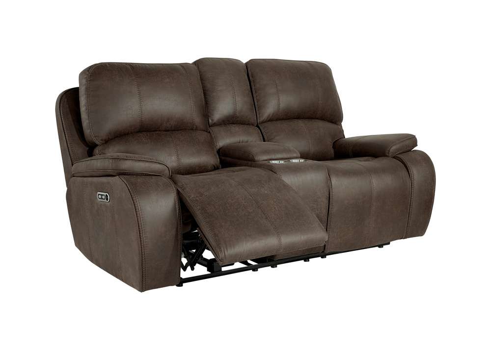 New Classic Furniture - Brookings Dual Recliner Console Loveseat With Power Headrest And Footrest-Brown - U093-25P2-BRN veiw 4