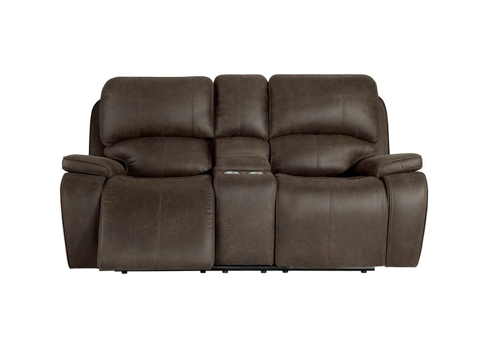 New Classic Furniture - Brookings Dual Recliner Console Loveseat With Power Headrest And Footrest-Brown - U093-25P2-BRN veiw 5