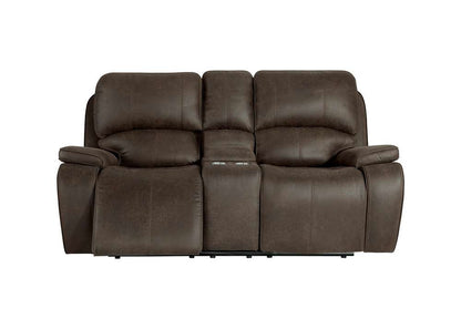 New Classic Furniture - Brookings Dual Recliner Console Loveseat With Power Headrest And Footrest-Brown - U093-25P2-BRN veiw 5