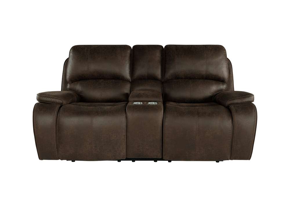 New Classic Furniture - Brookings Dual Recliner Console Loveseat-Brown - U093-25-BRN veiw 3